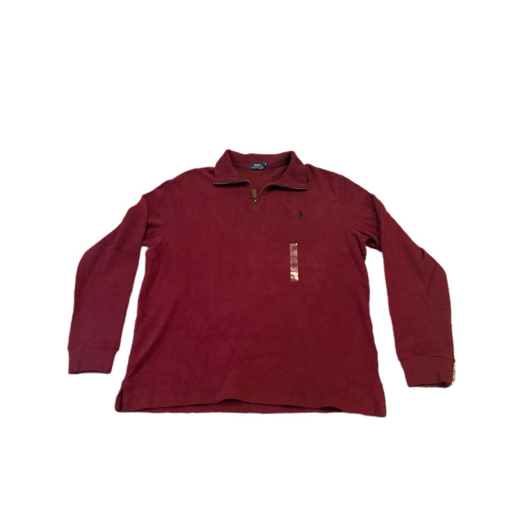 NEW Mens Polo Ralph Lauren Quarter 1/4 Zip Flesh Navy Pony Pullover Maroon LARGE